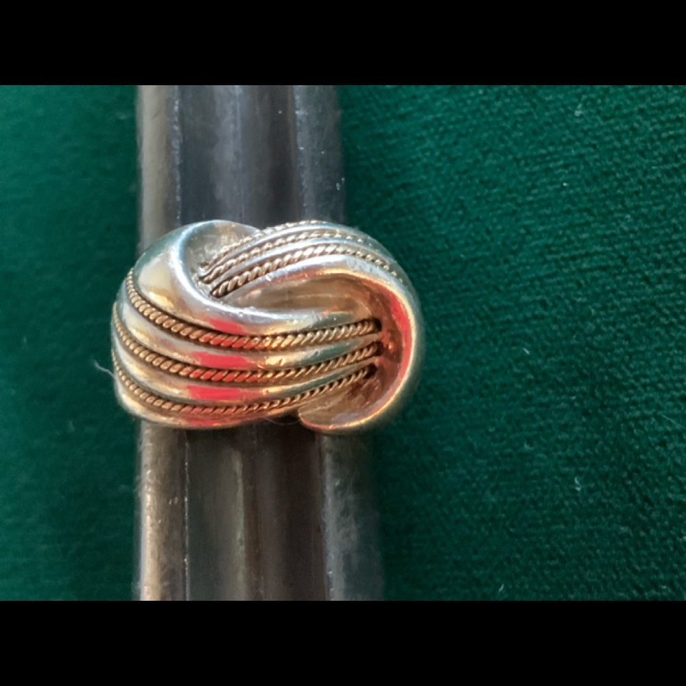 Vintage Sterling Silver/14KT Yellow Gold Knot Ring